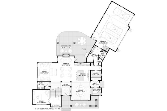Floor Plan - Main Floor for Craftsman House Plan #928-312 - 3 bed, 2.5 bath