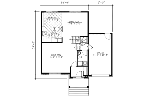 Floor Plan - Main Floor for European House Plan #138-261 - 3 bed, 1.5 bath
