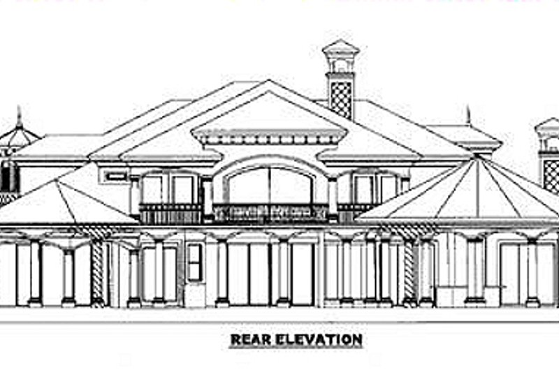 House Plan Design - Exterior - Rear Elevation for Mediterranean House Plan #27-216 - 5 bed, 5.5 bath
