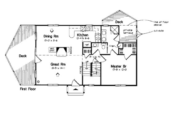 Floor Plan - Main Floor for Bungalow House Plan #312-611 - 3 bed, 2.5 bath