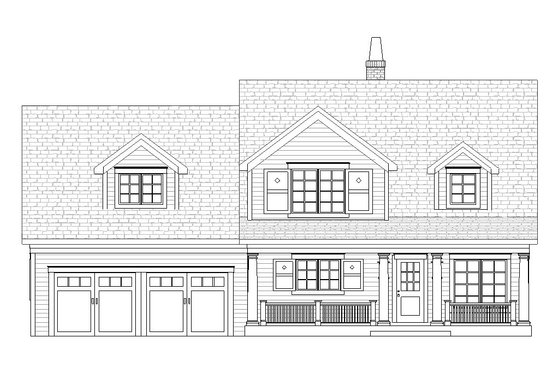Exterior - Front Elevation 3 for Farmhouse House Plan #901-60 - 4 bed, 3.5 bath