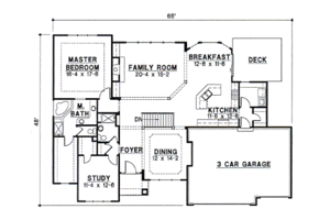 Floor Plan - Main Floor for European House Plan #67-253 - 3 bed, 4 bath