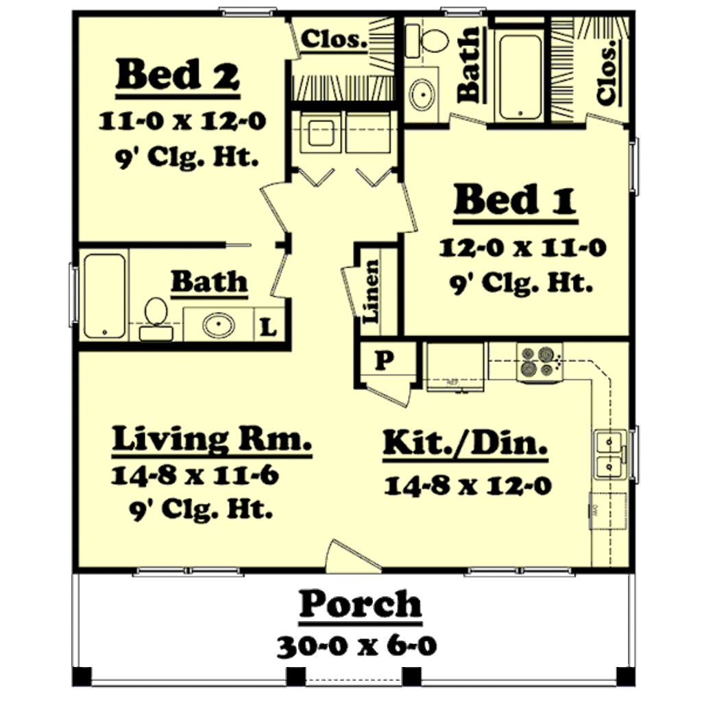 Farmhouse Style House Plan 2 Beds 2 Baths 900 Sq/Ft Plan