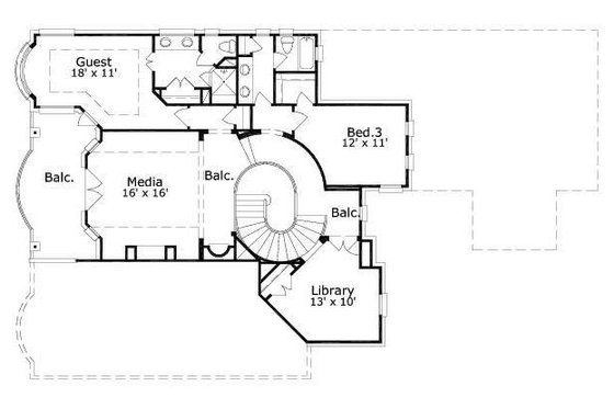 Floor Plan - Upper Floor for European House Plan #411-886 - 5 bed, 4.5 bath