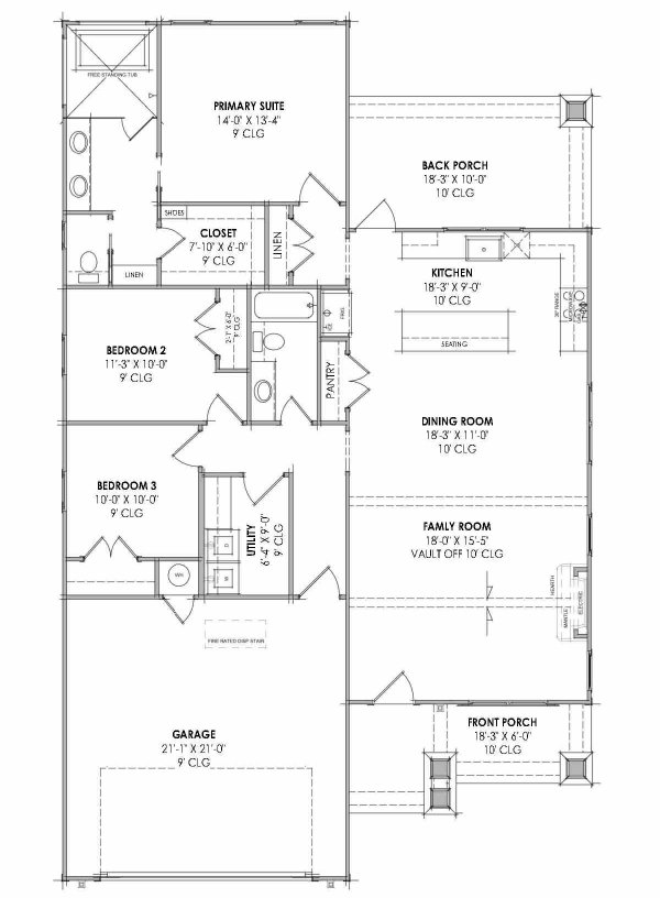 Architectural House Design - Farmhouse Floor Plan - Main Floor Plan #1096-190