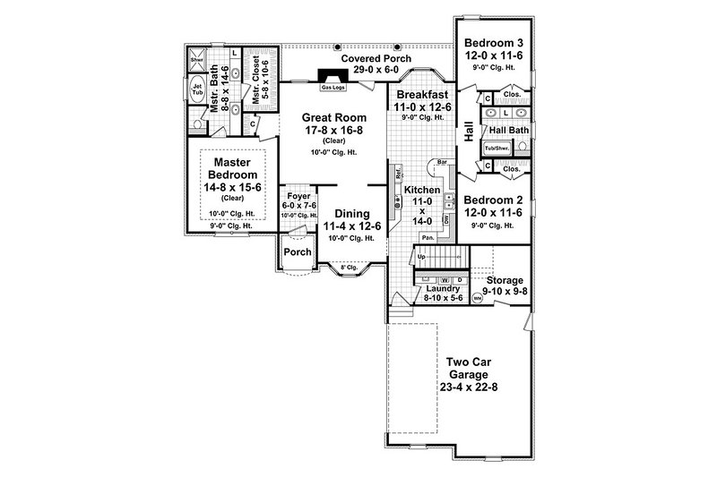 Home Plan - Floor Plan - Main Floor for European House Plan #21-239 - 3 bed, 2 bath
