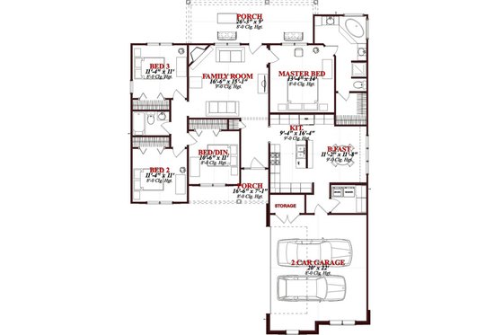 Floor Plan - Main Floor for Traditional House Plan #63-312 - 4 bed, 2 bath
