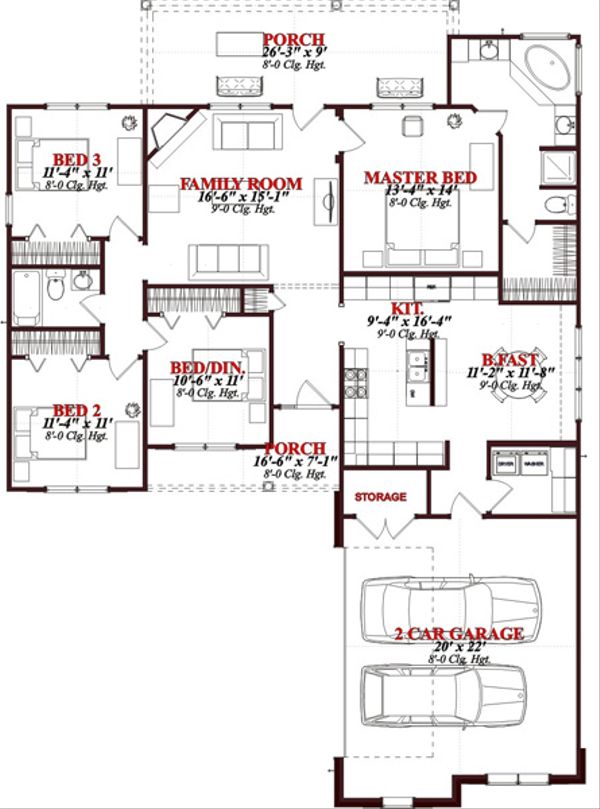 Traditional Floor Plan - Main Floor Plan #63-312