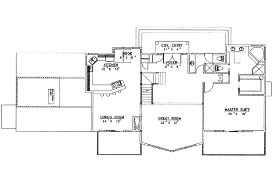 Floor Plan - Main Floor for Modern House Plan #117-465 - 3 bed, 2.5 bath