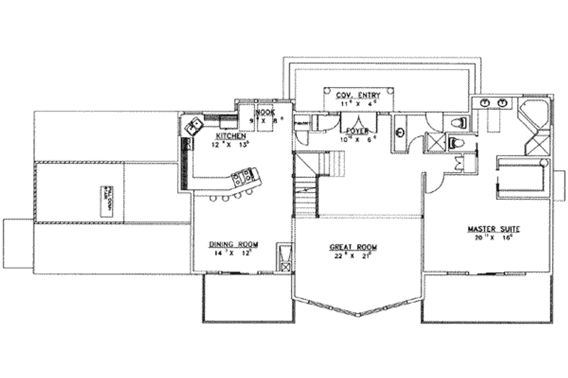 Dream House Plan - Floor Plan - Main Floor for Modern House Plan #117-465 - 3 bed, 2.5 bath