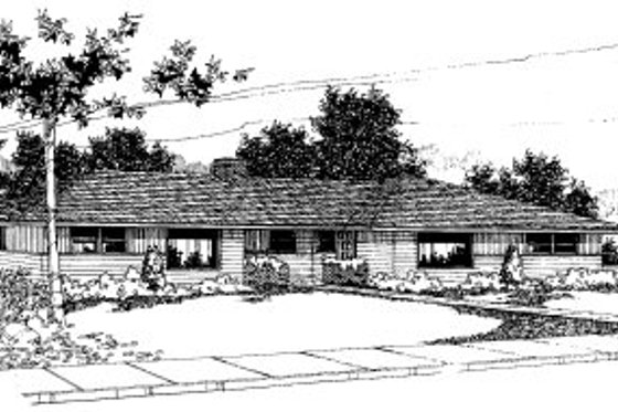 Exterior - Front Elevation for Ranch House Plan #303-241 - 2 bed, 1 bath