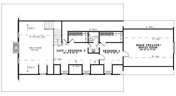 Traditional Floor Plan - Upper Floor Plan #17-1163