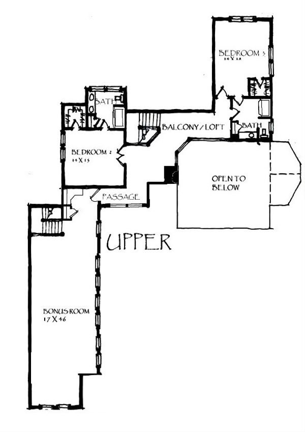 Craftsman Floor Plan - Upper Floor Plan #921-25