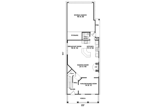 Floor Plan - Main Floor for Southern House Plan #81-113 - 3 bed, 2.5 bath