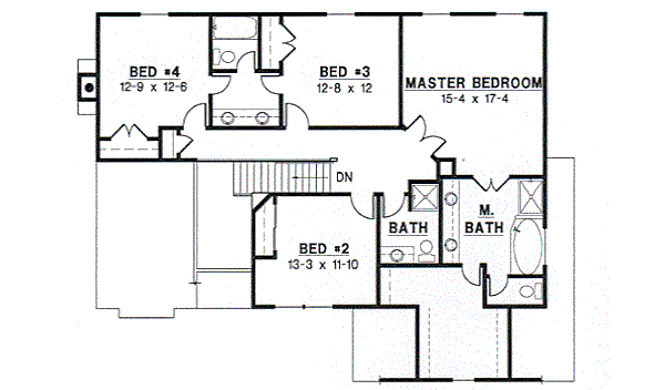 Traditional Floor Plan - Upper Floor Plan #67-529