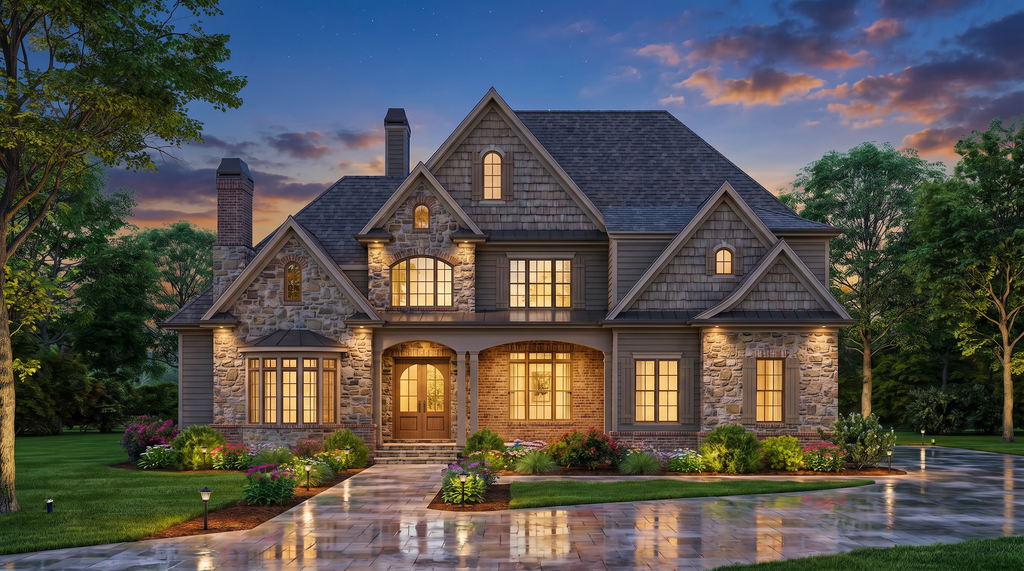 Exterior - Front Elevation 2 for Traditional House Plan #54-702 - 4 bed, 4 bath