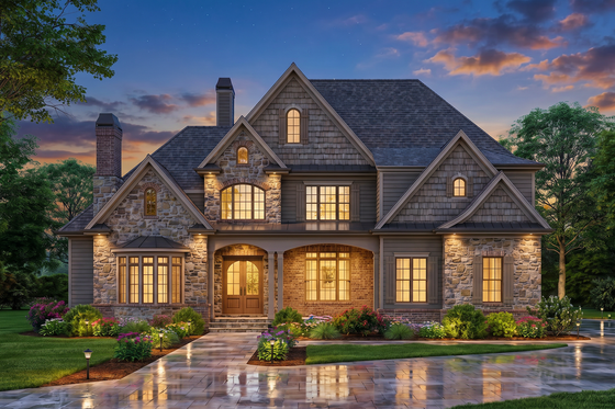 Exterior - Front Elevation for Traditional House Plan #54-702 - 4 bed, 4 bath