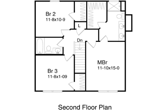 Floor Plan - Upper Floor for Farmhouse House Plan #22-202 - 3 bed, 2.5 bath