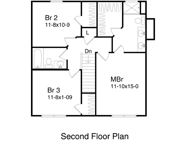 Farmhouse Floor Plan - Upper Floor Plan #22-202