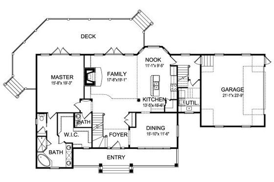 Floor Plan - Main Floor for Craftsman House Plan #417-276 - 3 bed, 2.5 bath