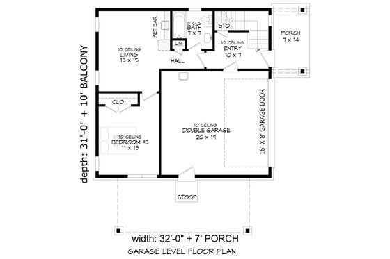 Floor Plan - Main Floor for Modern House Plan #932-575 - 3 bed, 2 bath