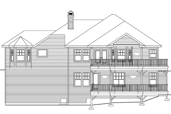 Exterior - Rear Elevation for Traditional House Plan #124-671 - 3 bed, 2.5 bath