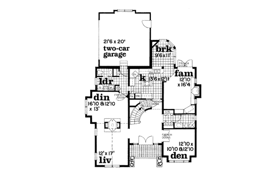 Floor Plan - Main Floor for European House Plan #47-462 - 3 bed, 3.5 bath