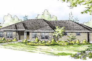 Ranch Exterior - Front Elevation Plan #124-824