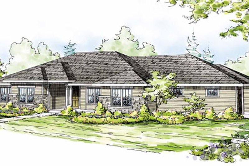 House Blueprint - Ranch Exterior - Front Elevation Plan #124-824