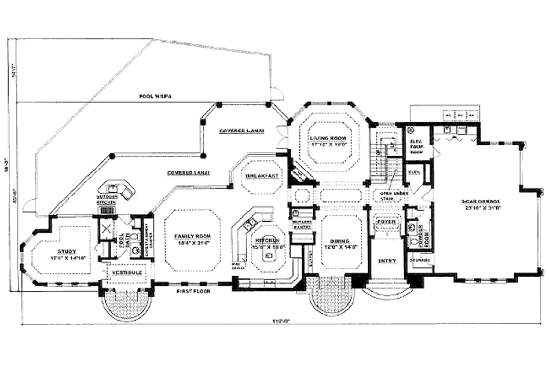 House Plan Design - Floor Plan - Main Floor for Mediterranean House Plan #27-214 - 4 bed, 4.5 bath