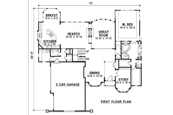 Floor Plan - Main Floor for Traditional House Plan #67-753 - 4 bed, 3.5 bath