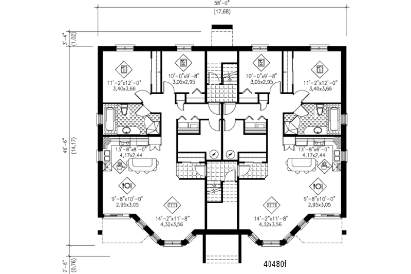 Dream House Plan - Floor Plan - Lower Floor for European House Plan #25-4189 - 2 bed, 1 bath