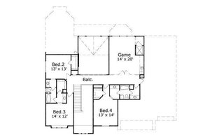 Floor Plan - Upper Floor for European House Plan #411-216 - 5 bed, 4 bath