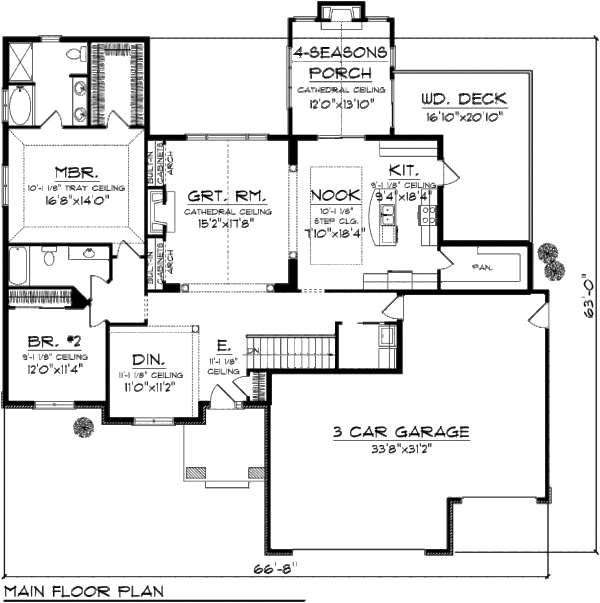 House Blueprint - Traditional Floor Plan - Main Floor Plan #70-1002