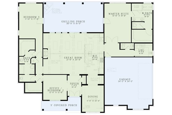 Floor Plan - Main Floor for European House Plan #17-2543 - 3 bed, 2.5 bath