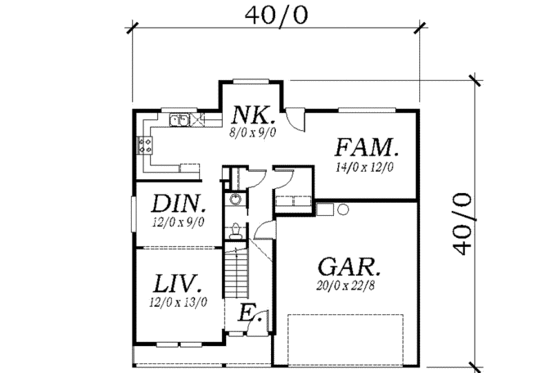 Floor Plan - Main Floor for Traditional House Plan #130-116 - 3 bed, 2.5 bath