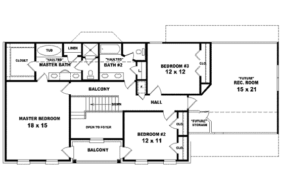 Floor Plan - Upper Floor for Colonial House Plan #81-703 - 3 bed, 2.5 bath