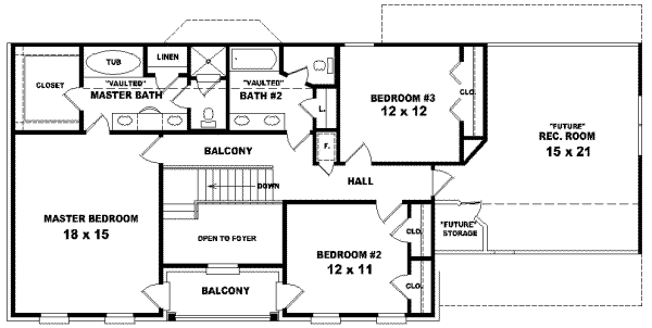 Colonial Floor Plan - Upper Floor Plan #81-703