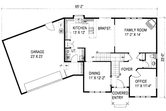 Floor Plan - Main Floor for Traditional House Plan #117-213 - 3 bed, 3 bath