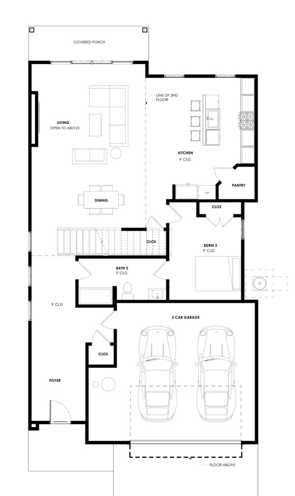 House Blueprint - Floor Plan - Main Floor for Modern House Plan #1129-29 - 4 bed, 3 bath