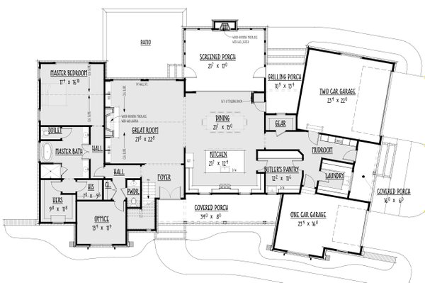 Architectural House Design - Farmhouse Floor Plan - Main Floor Plan #1088-7
