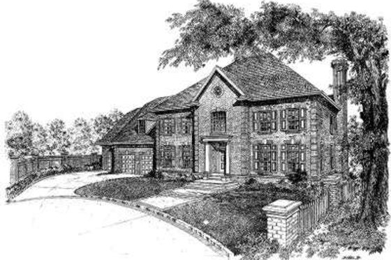 Exterior - Front Elevation for European House Plan #322-122 - 4 bed, 4.5 bath