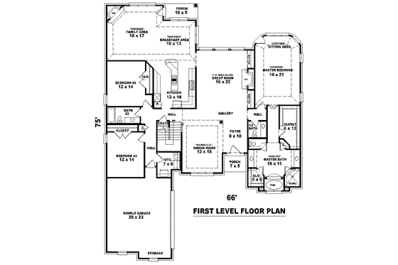 Floor Plan - Main Floor for European House Plan #81-1622 - 3 bed, 3.5 bath