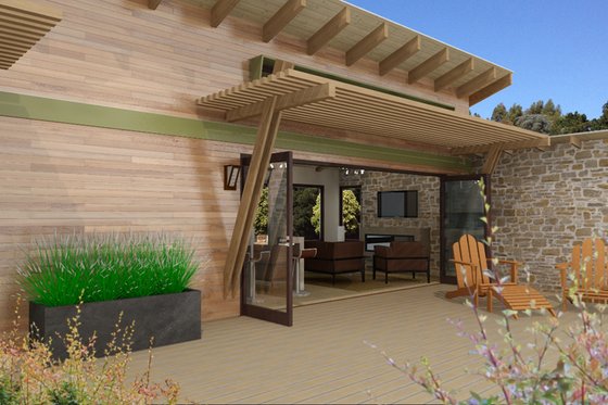 Exterior - Covered Porch for Contemporary House Plan #484-6 - 1 bed, 1 bath