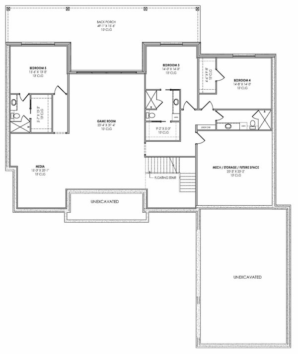 Architectural House Design - European Floor Plan - Lower Floor Plan #1096-158