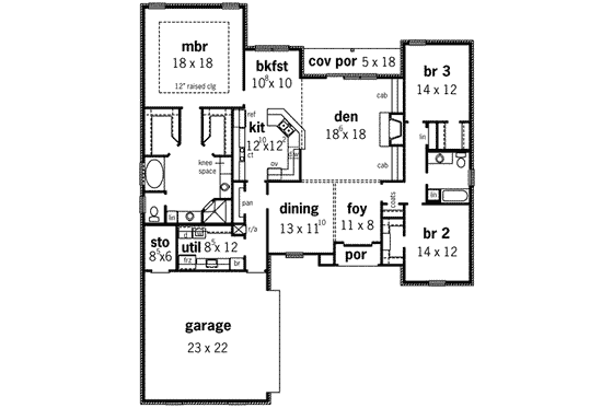 Floor Plan - Main Floor for European House Plan #16-296 - 3 bed, 2 bath