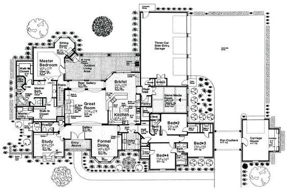 Floor Plan - Main Floor for European House Plan #310-666 - 4 bed, 3.5 bath