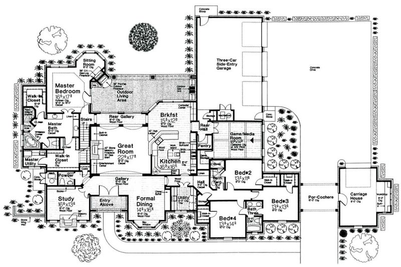 Home Plan - Floor Plan - Main Floor for European House Plan #310-666 - 4 bed, 3.5 bath