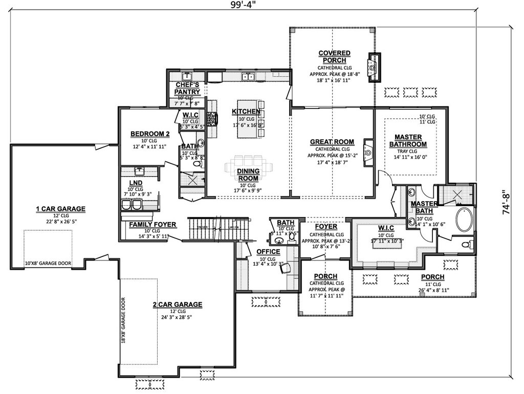Floor Plan - Main Floor for Country House Plan #1089-72 - 3 bed, 3.5 bath