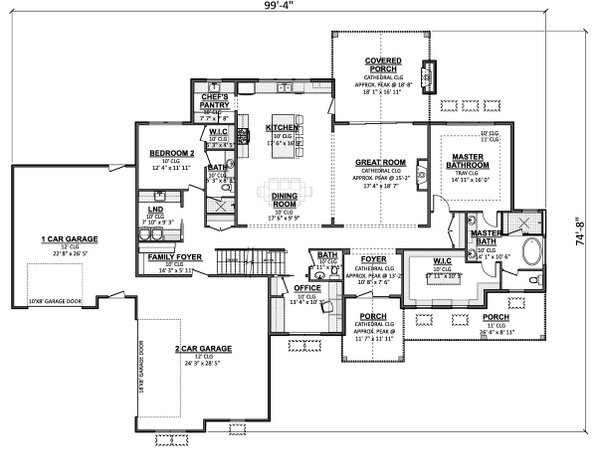 Floor Plan - Main Floor for Country House Plan #1089-72 - 3 bed, 3.5 bath